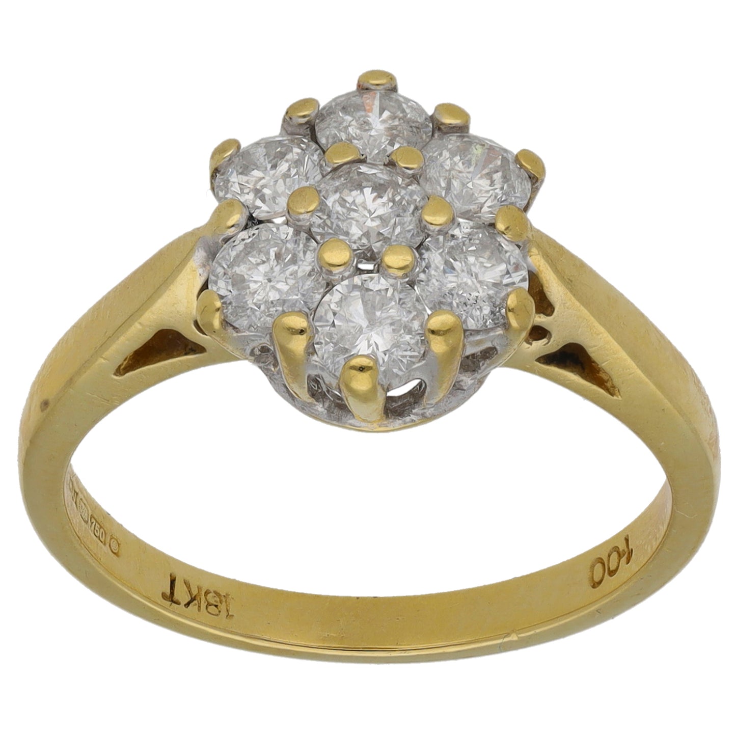 18ct Gold 1.00ct Diamond Cluster Ring Size O