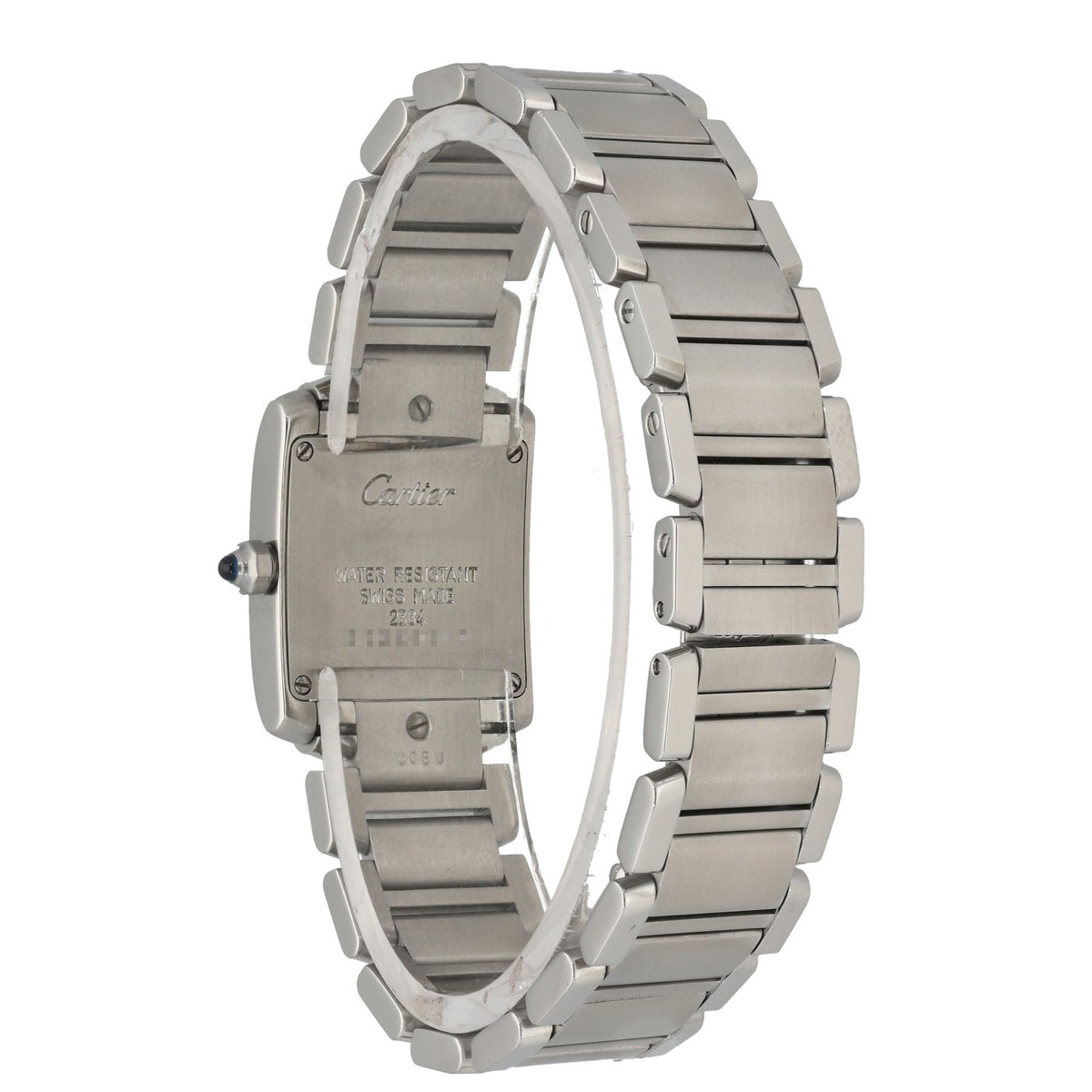 Cartier Tank Francaise W51008Q3, stainless steel case and link bracelet, rear angle image