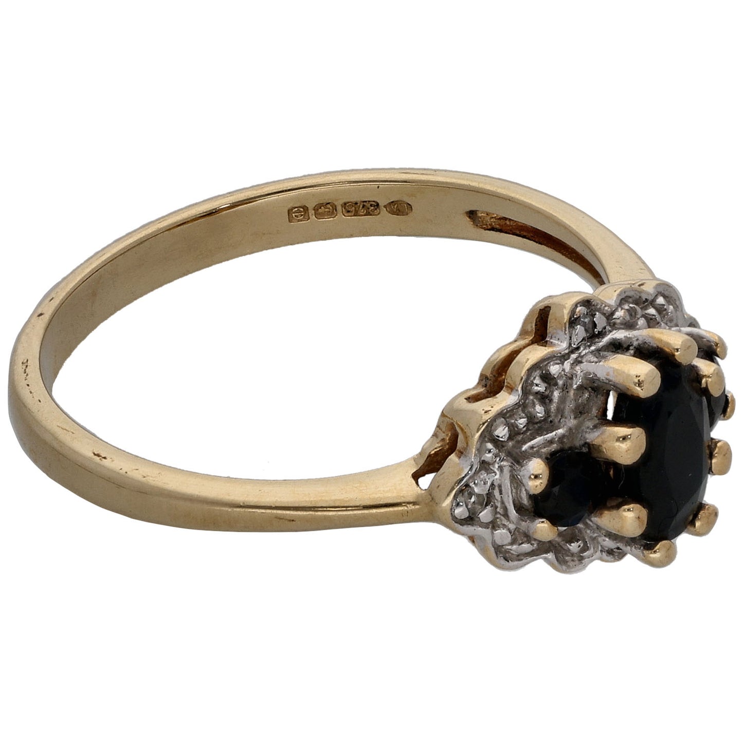 9ct Gold Sapphire & 0.02ct Diamond Dress/Cocktail Ring Size O