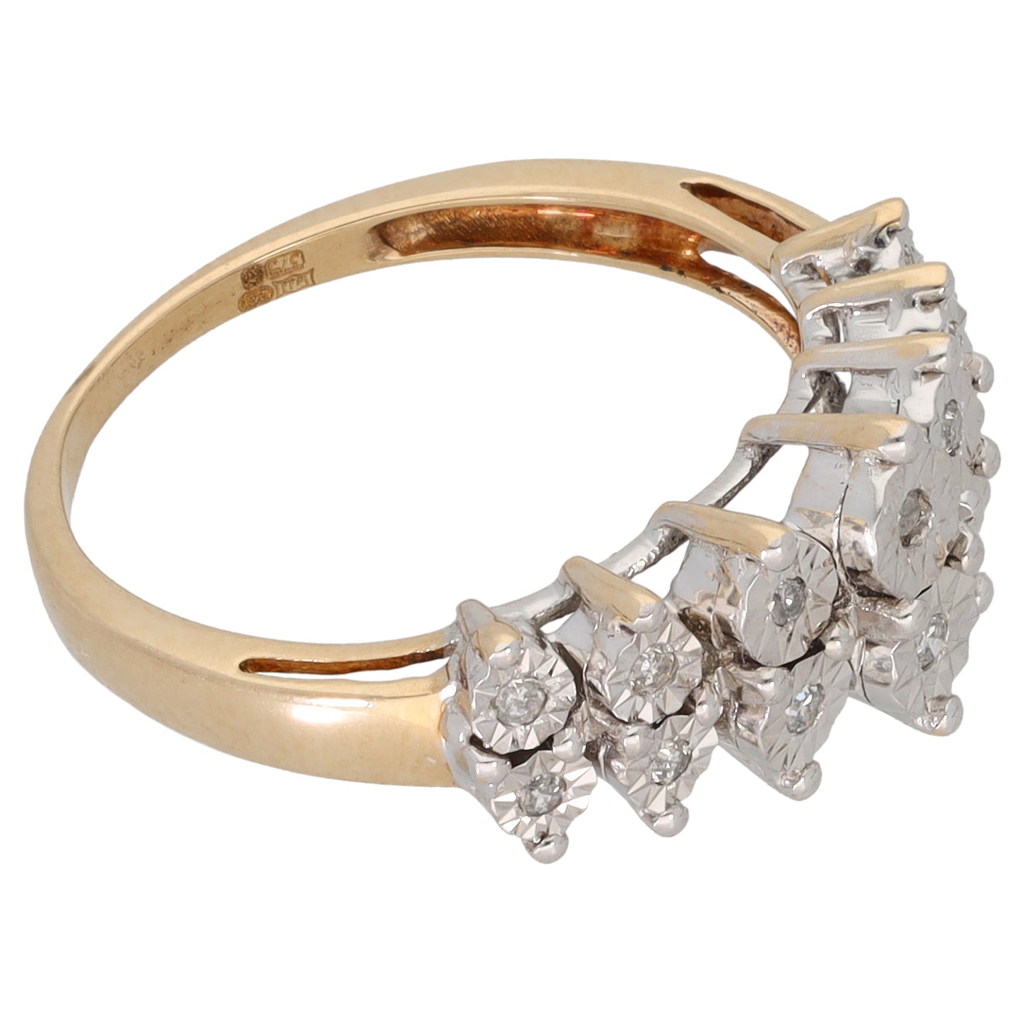 9ct Bicolour Gold 0.10ct Diamond Dress/Cocktail Ring Size M