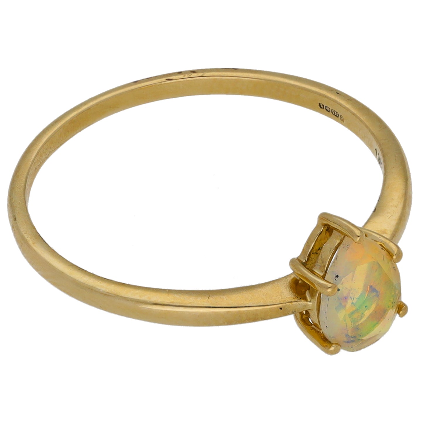 9ct Gold Opal Single Stone Ring Size S