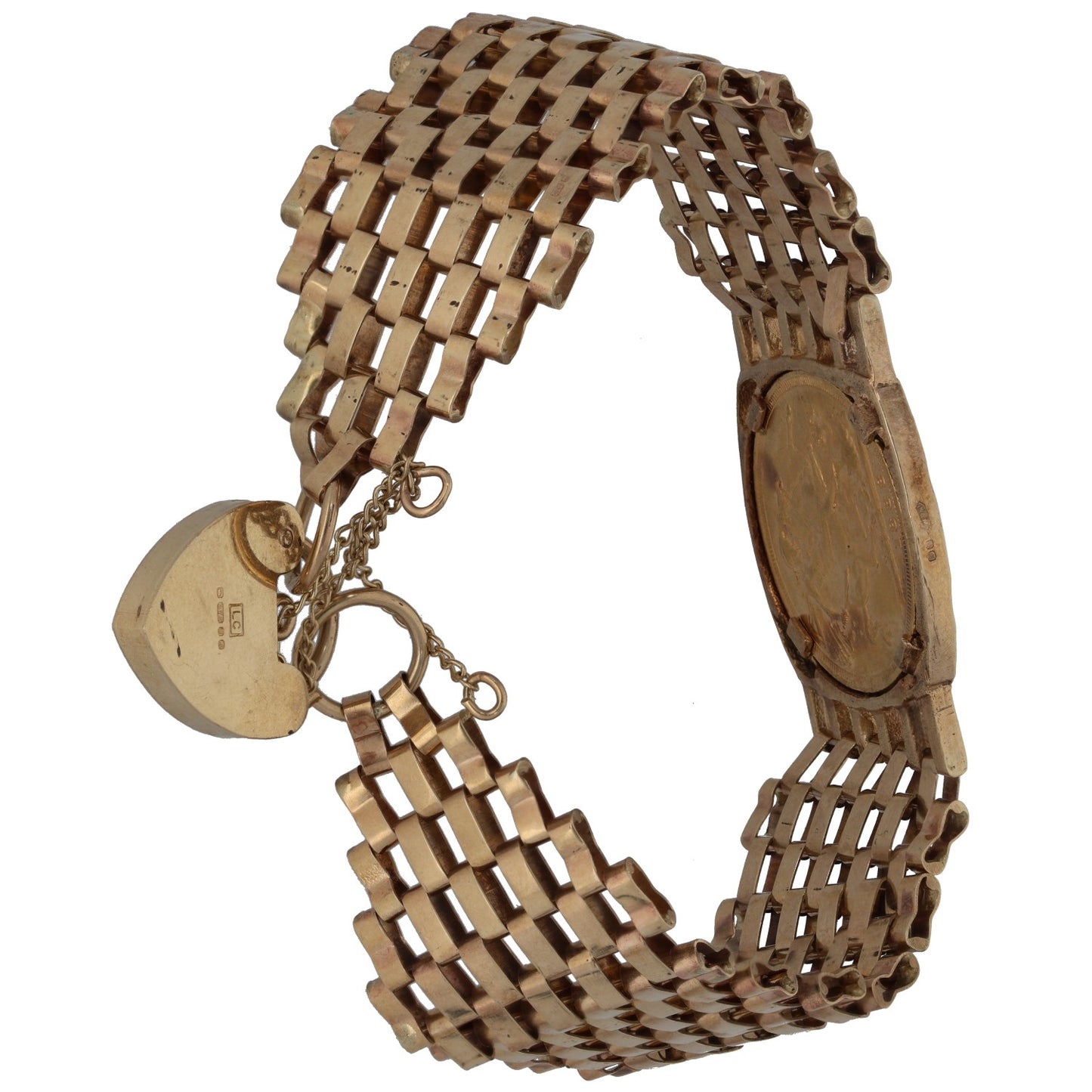 9ct Gold Full Sovereign Coin Gate Bracelet