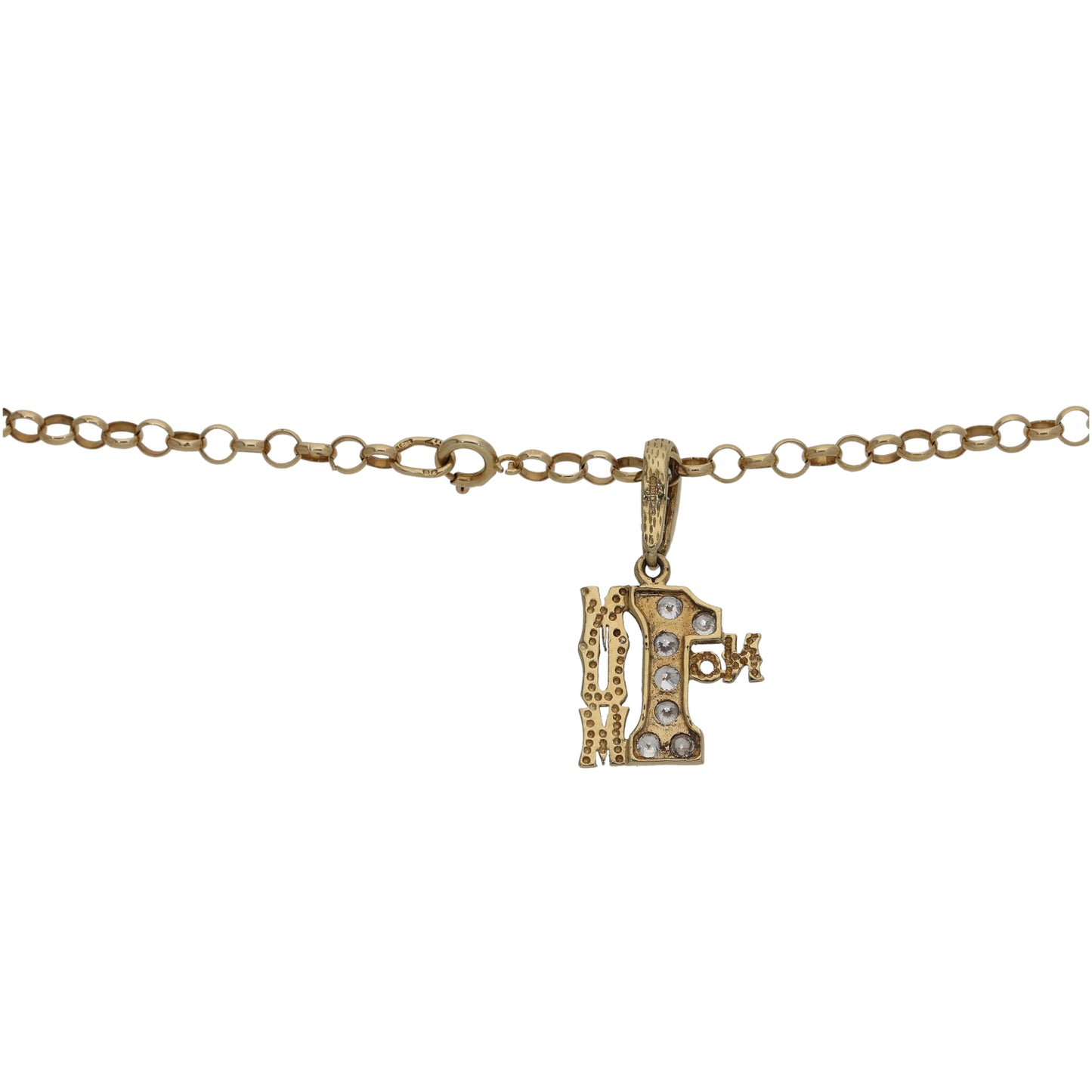 9ct Gold Cubic Zirconia No.1 Mum Pendant With Chain