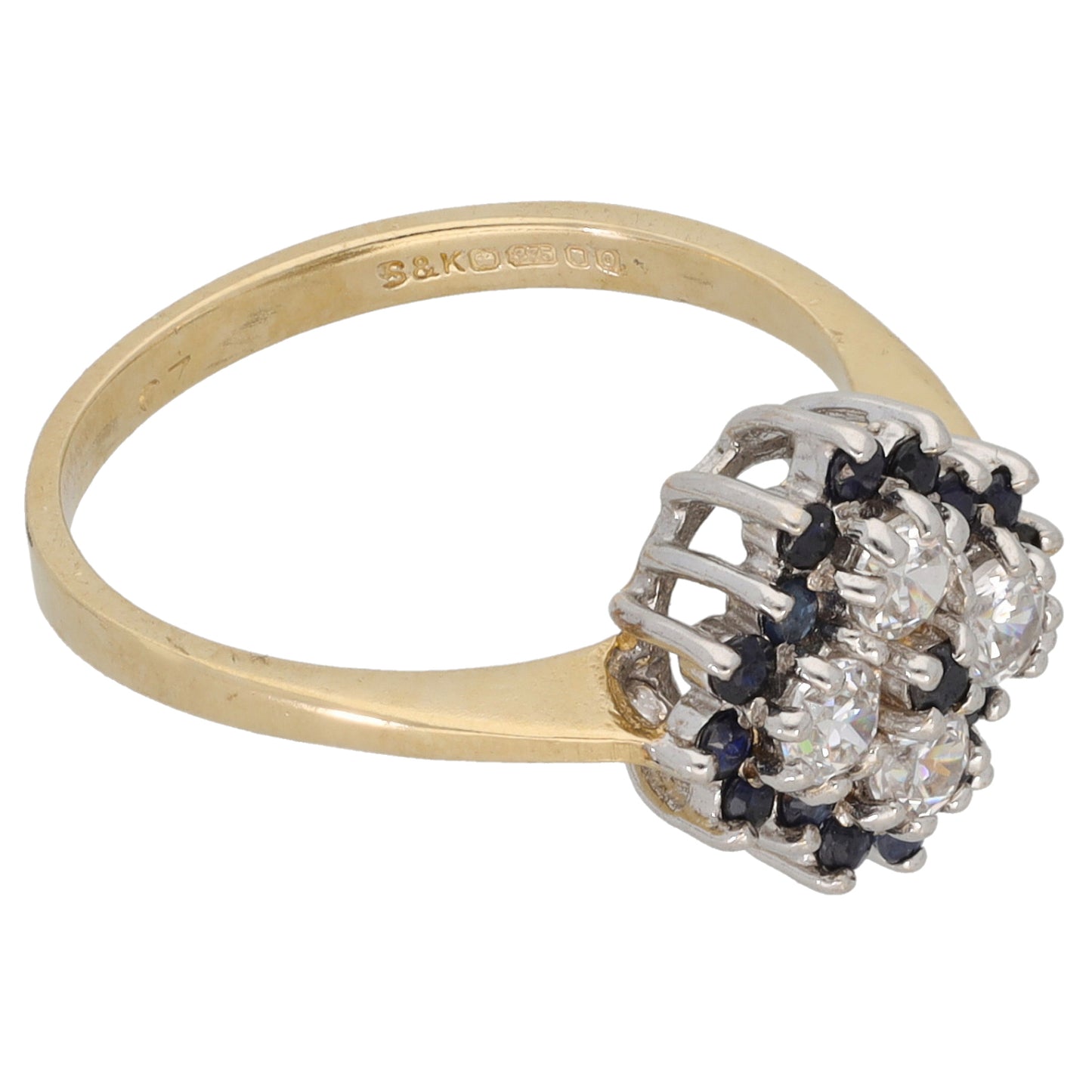 9ct Gold Sapphire & Cubic Zirconia Dress/Cocktail Ring Size M