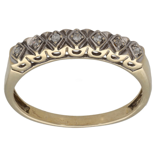 9ct Gold 0.05ct Diamond Half Eternity Ring Size O