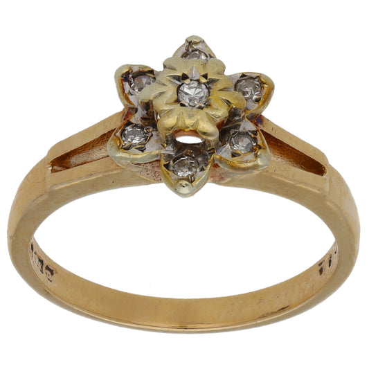 9ct Gold 0.14ct Diamond Cluster Ring Size O