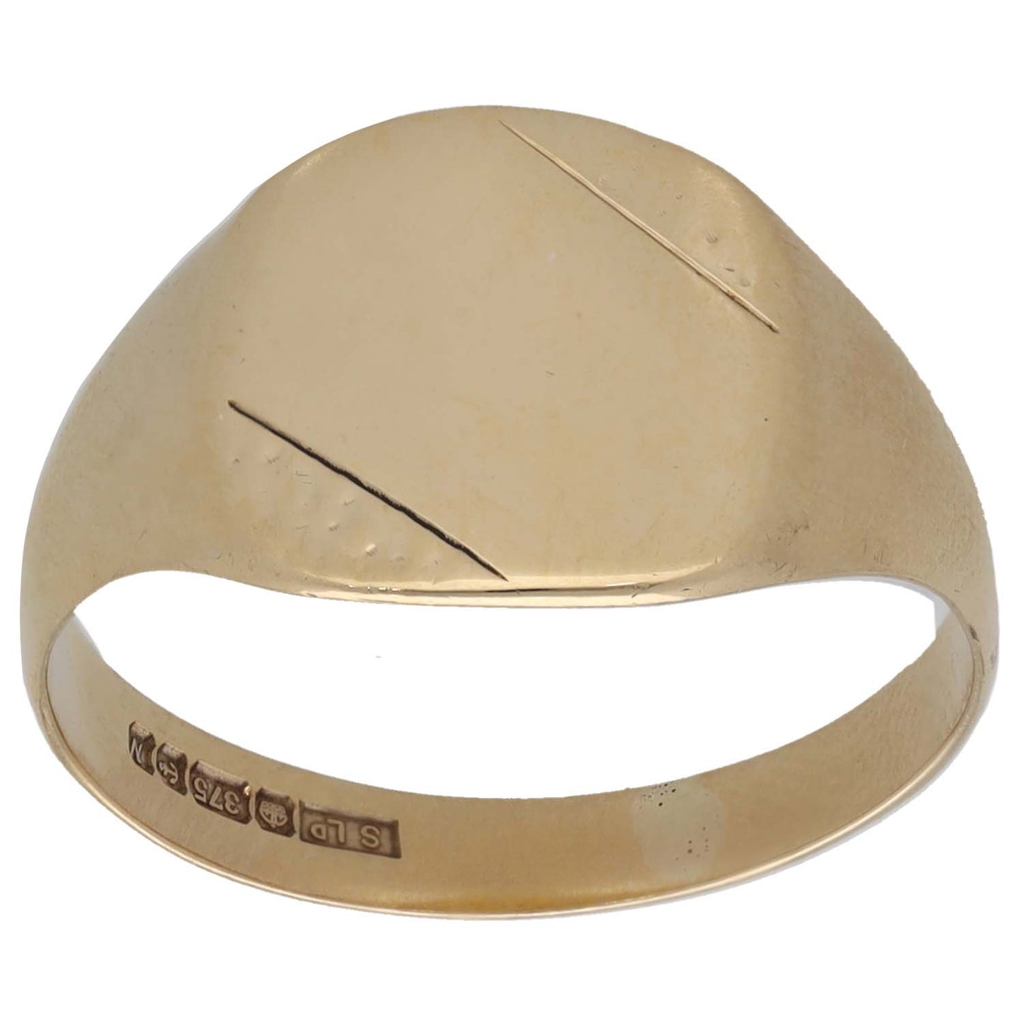 9ct Gold Patterned Signet Ring Size R