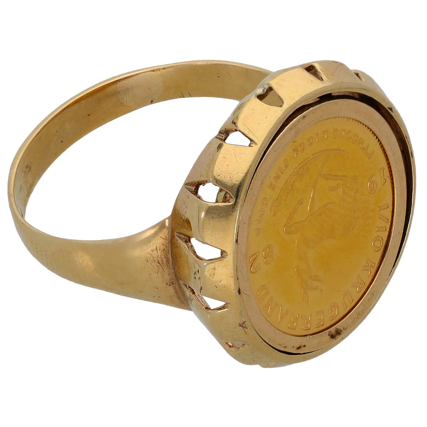 9ct Gold 1/10 Oz Kruugerrand Coin Ring Size T