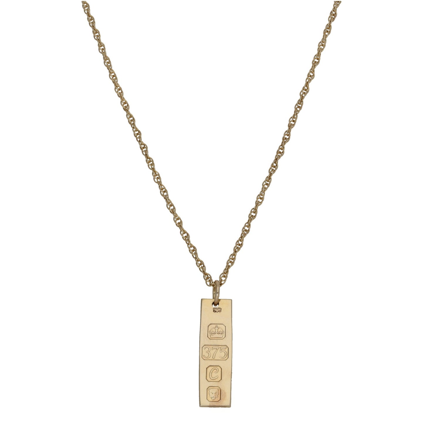 9ct Gold Ingot Pendant With Chain