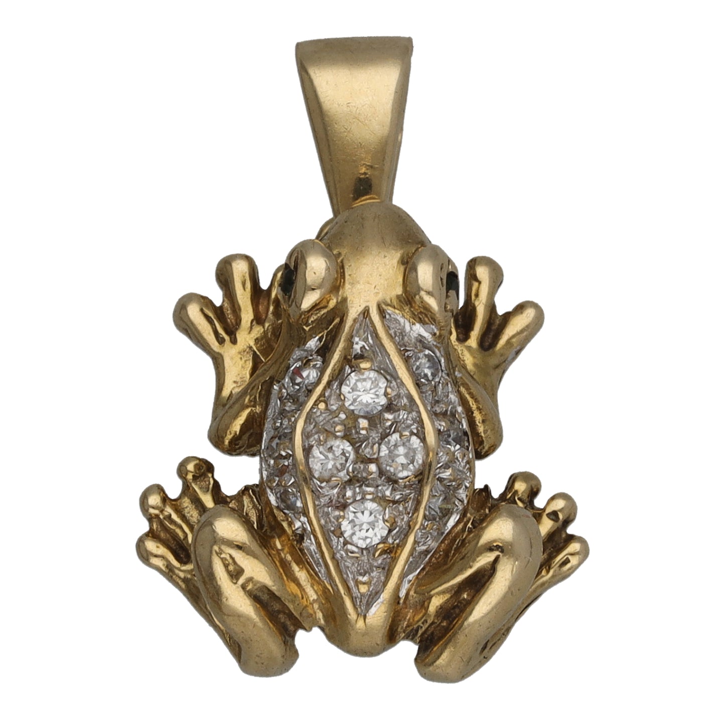 9ct Gold Sapphire & Cubic Zirconia Frog Pendant