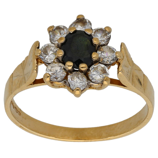 9ct Gold Sapphire & Cubic Zirconia Dress/Cocktail Ring Size L