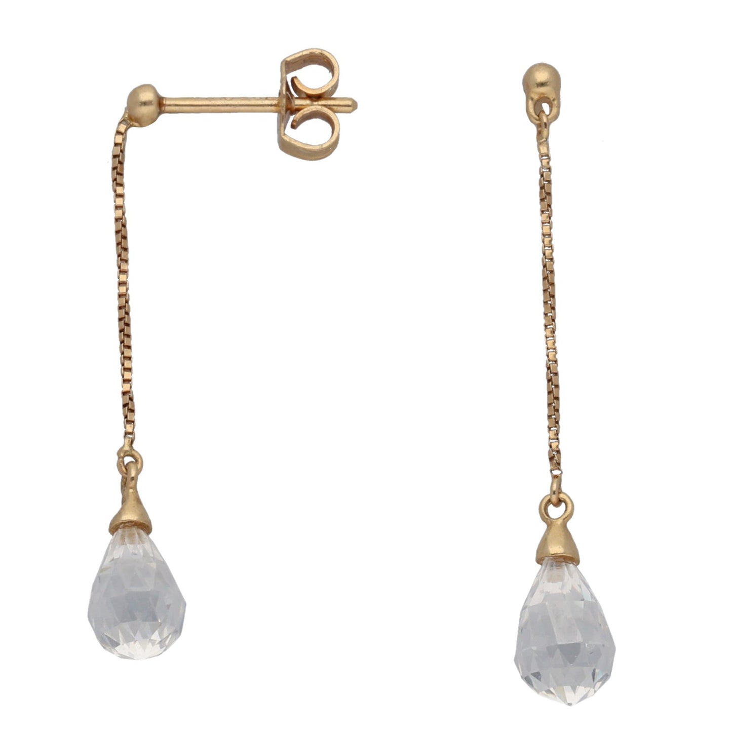 9ct Gold Cubic Zirconia Drop Earrings