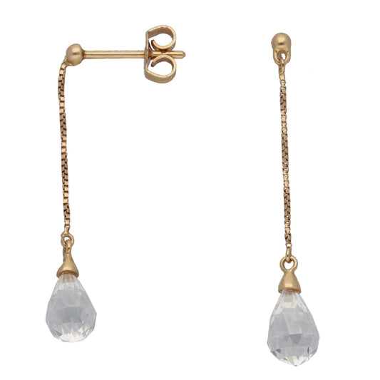 9ct Gold Cubic Zirconia Drop Earrings