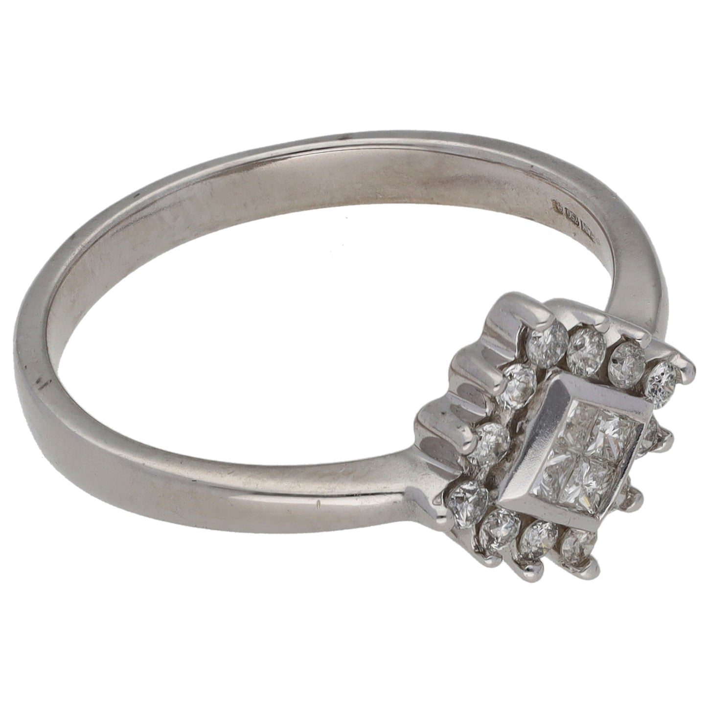 18ct White Gold 0.32ct Diamond Cluster Ring Size Q