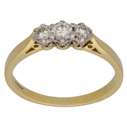 9ct Gold 0.24ct Diamond Trilogy Ring Size K