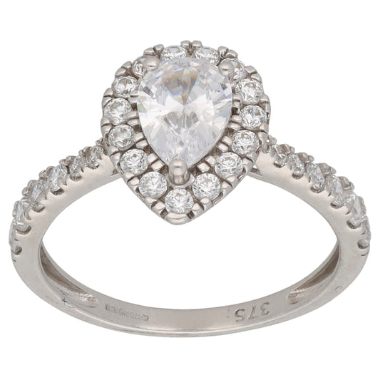 9ct White Gold Cubic Zirconia Dress/Cocktail Ring Size K