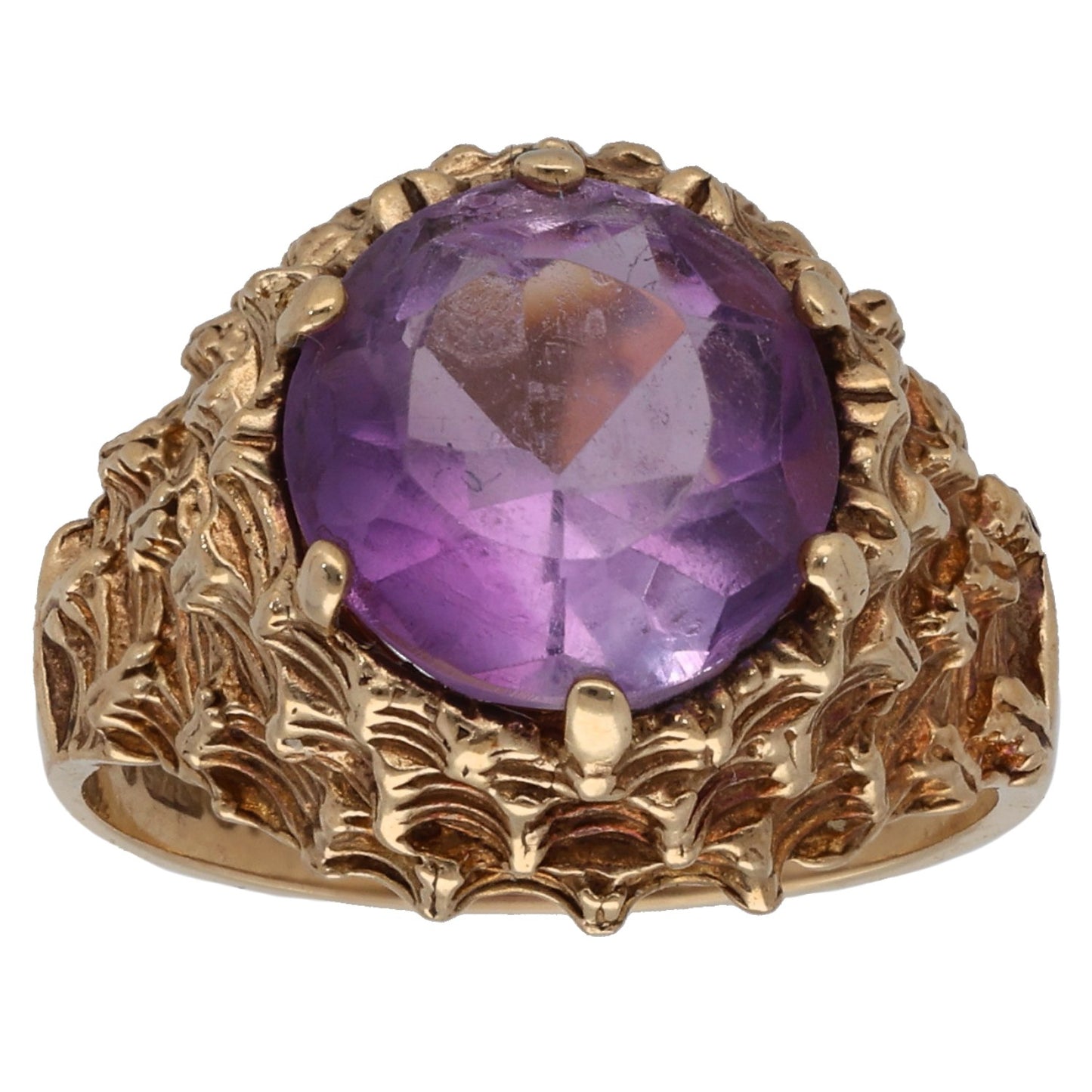 9ct Gold Amethyst Single Stone Ring Size L