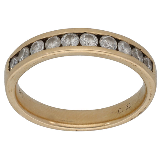 9ct Gold 0.50ct Diamond Half Eternity Ring Size L