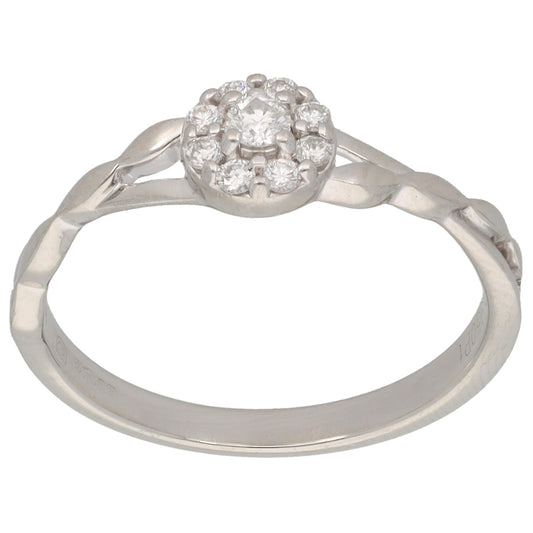 Platinum White Gold 0.13ct Diamond Cluster Ring Size N
