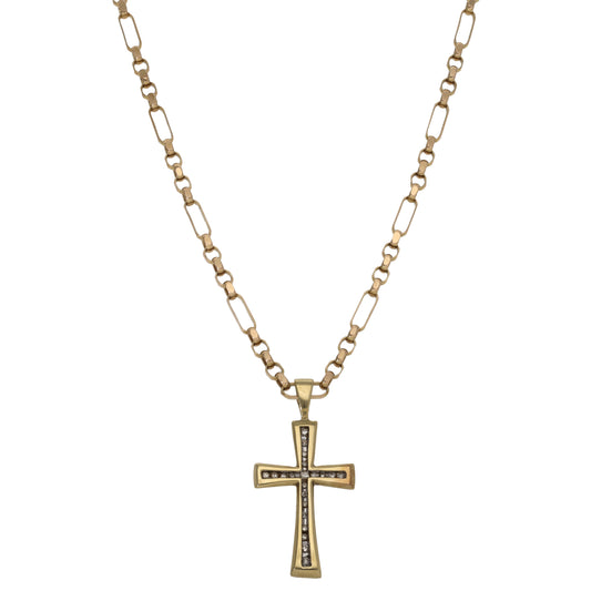 9ct Gold 0.15ct Diamond Cross Pendant With Chain