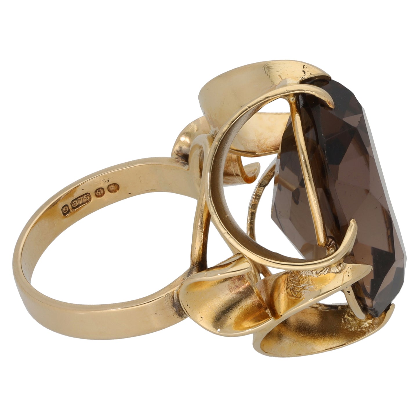 9ct Gold Smoky Quartz Single Stone Ring Size J