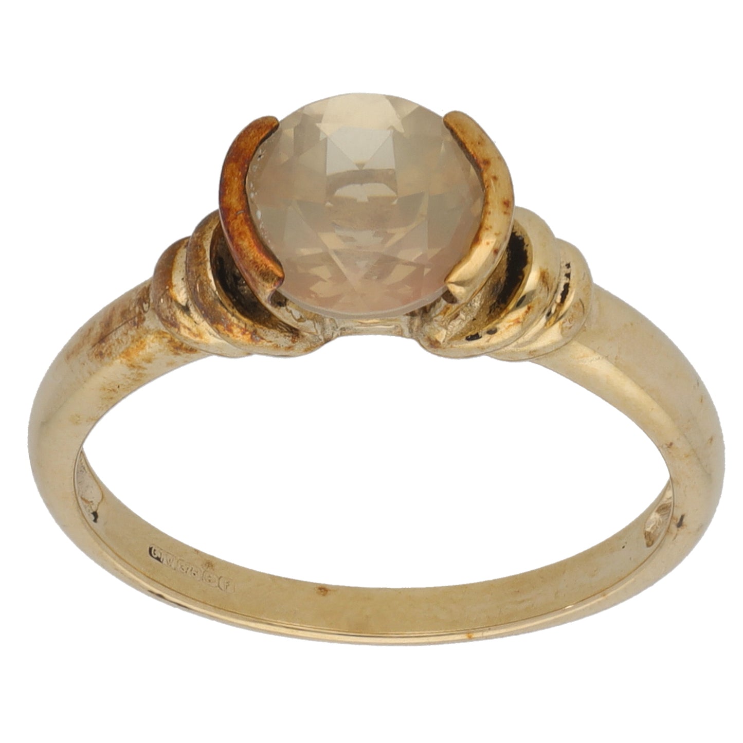 9ct Gold Quartz Single Stone Ring Size N