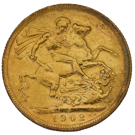 22ct Gold King Edward VII Full Sovereign Coin 1902