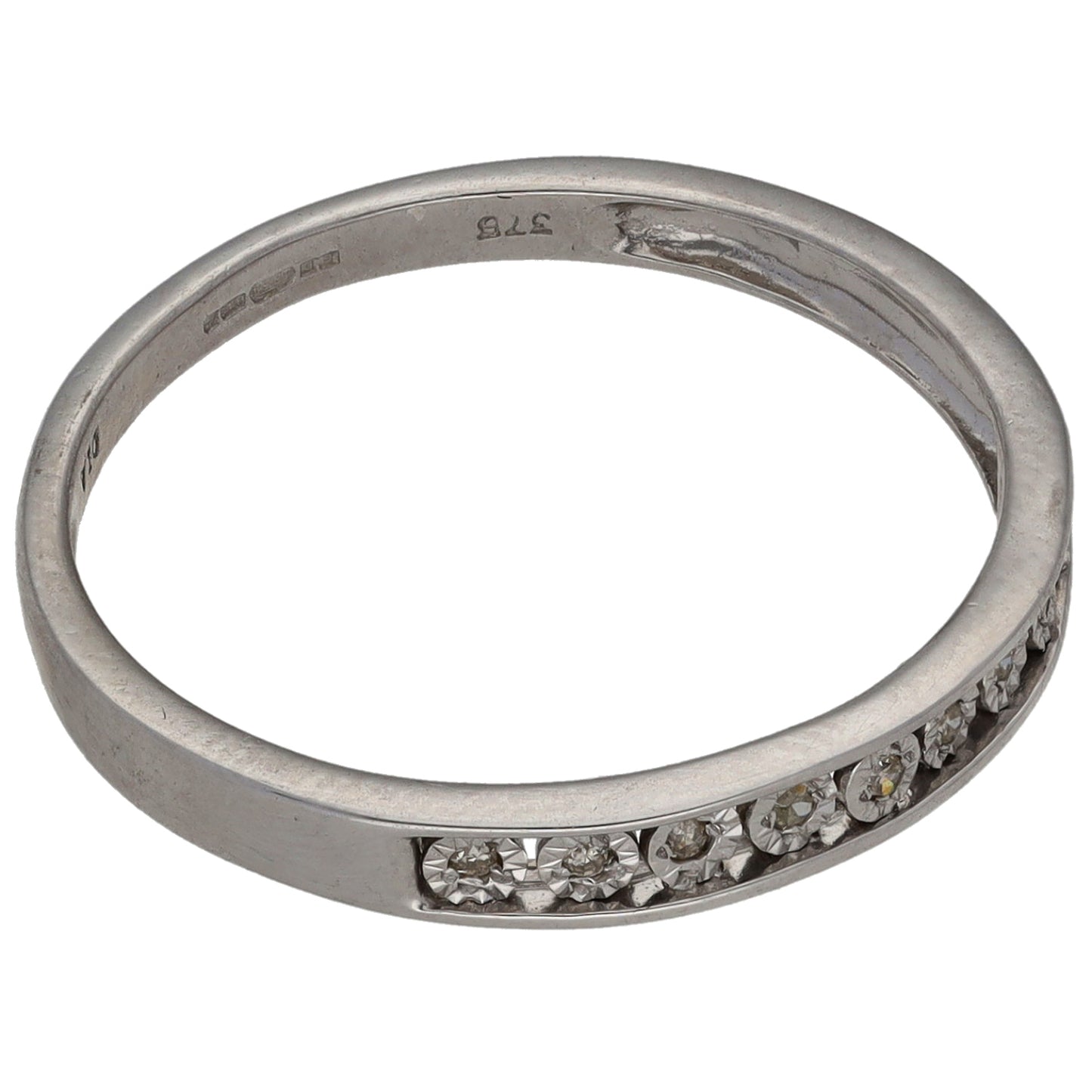 9ct White Gold 0.45ct Diamond Half Eternity Ring Size Q