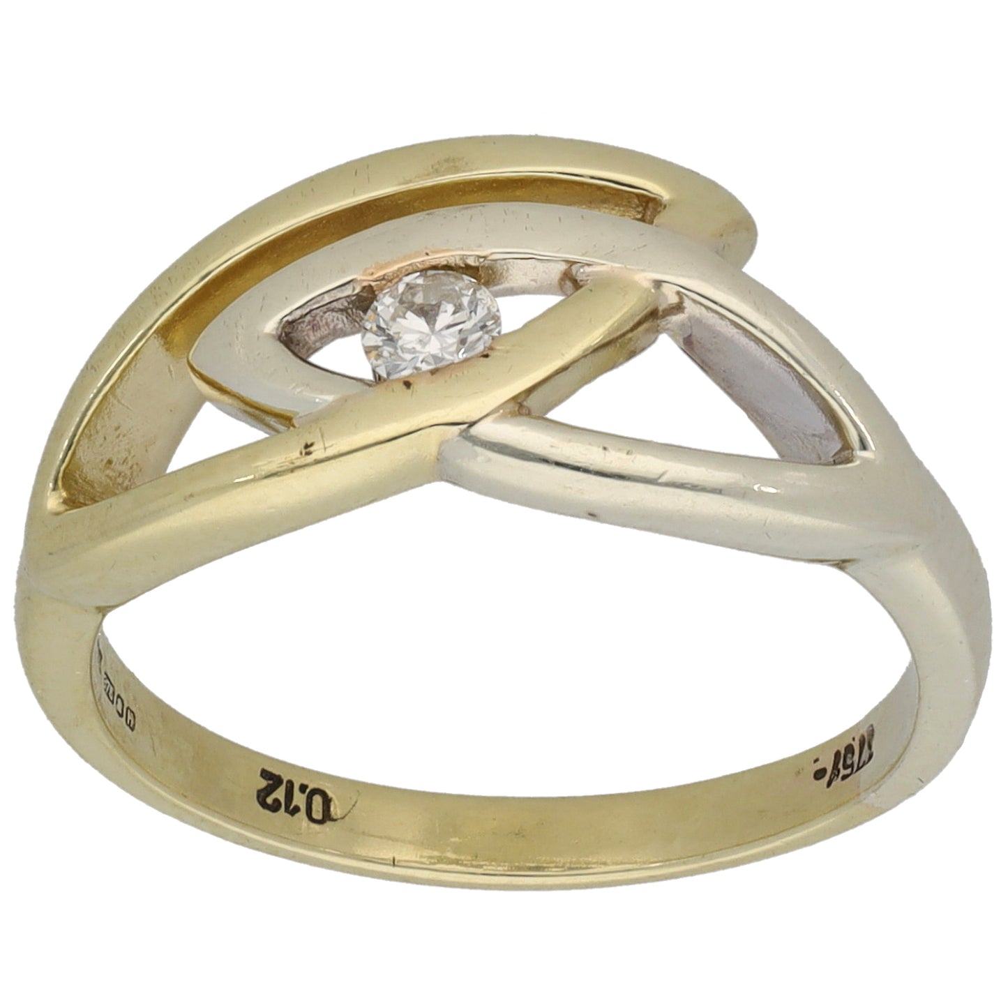 9ct Bicolour Gold 0.12ct Diamond Solitaire Ring Size L