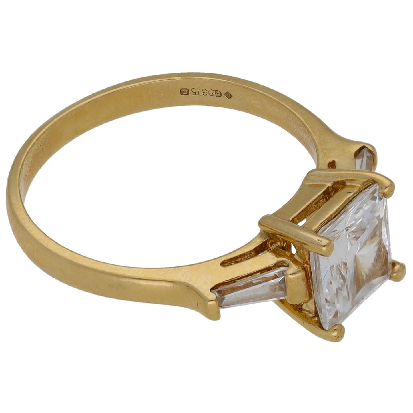 9ct Gold Cubic Zirconia Trilogy Ring Size O