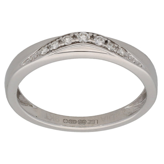 9ct White Gold 0.08ct Diamond Wishbone Ring Size K