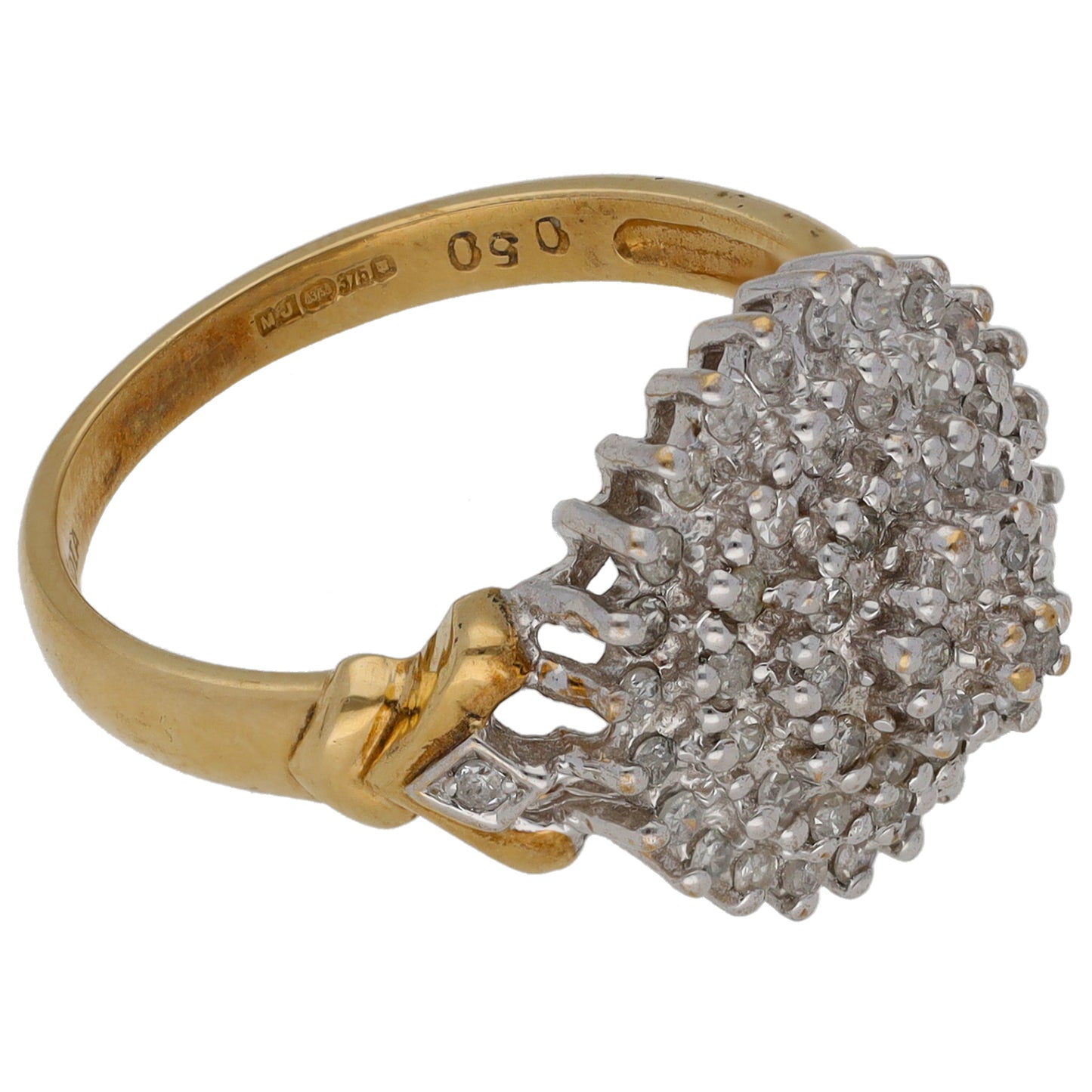 9ct Gold 0.50ct Diamond Cluster Ring Size O