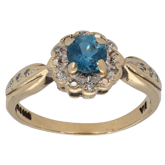 9ct Gold 0.06ct Diamond & Topaz Dress/Cocktail Ring Size L