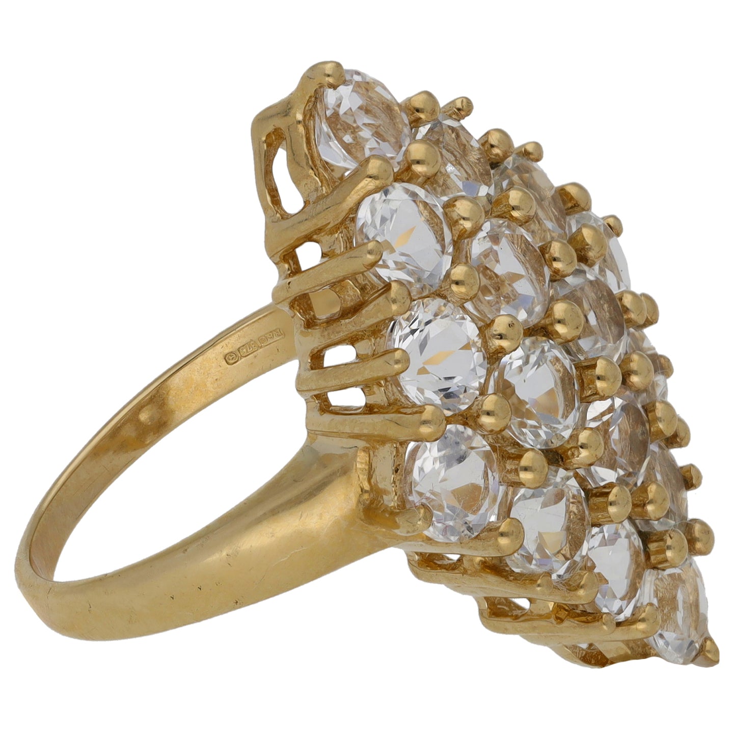 9ct Gold Cubic Zirconia Dress/Cocktail Ring Size O