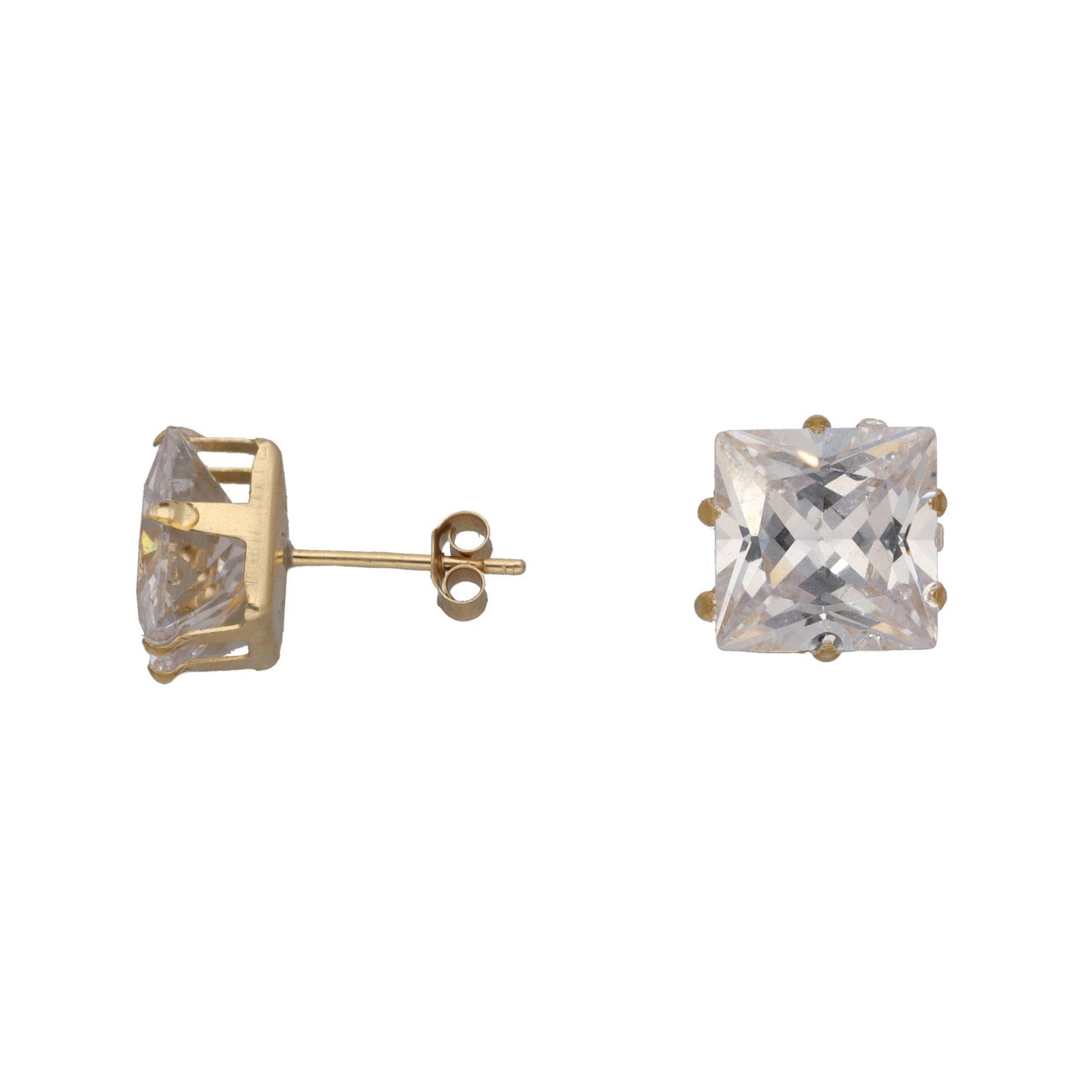 9ct Gold Cubic Zirconia Square Stud Earrings