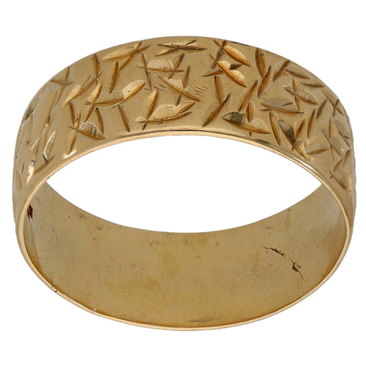 9ct Gold Patterned Wedding Ring Size P