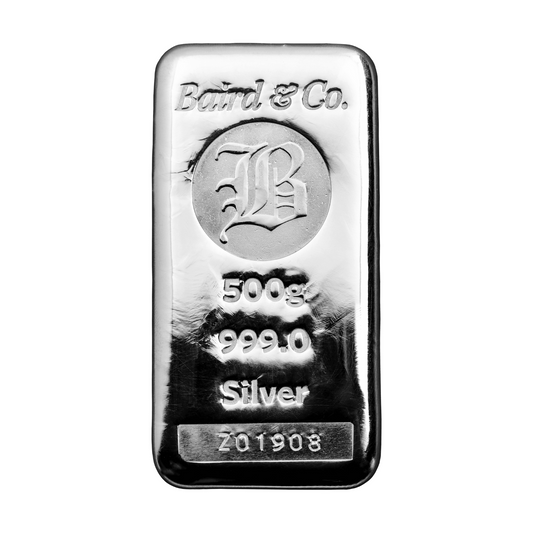 New Baird & Co Fine Silver 500g Cast Bar
