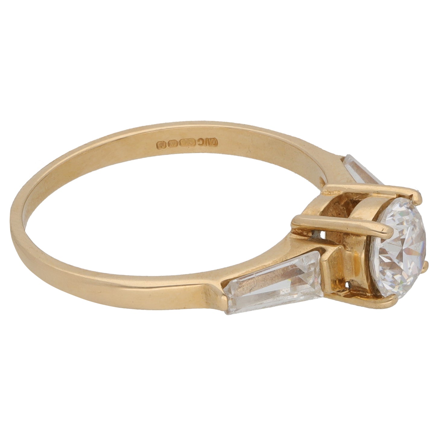 14ct Gold Cubic Zirconia Trilogy Ring Size O