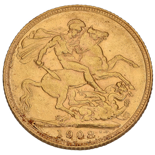 22ct Gold King Edward VII Full Sovereign Coin 1908