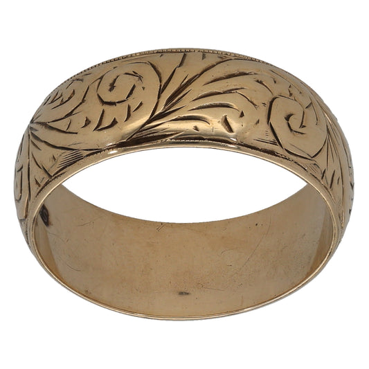 9ct Gold Patterned Wedding Ring Size M