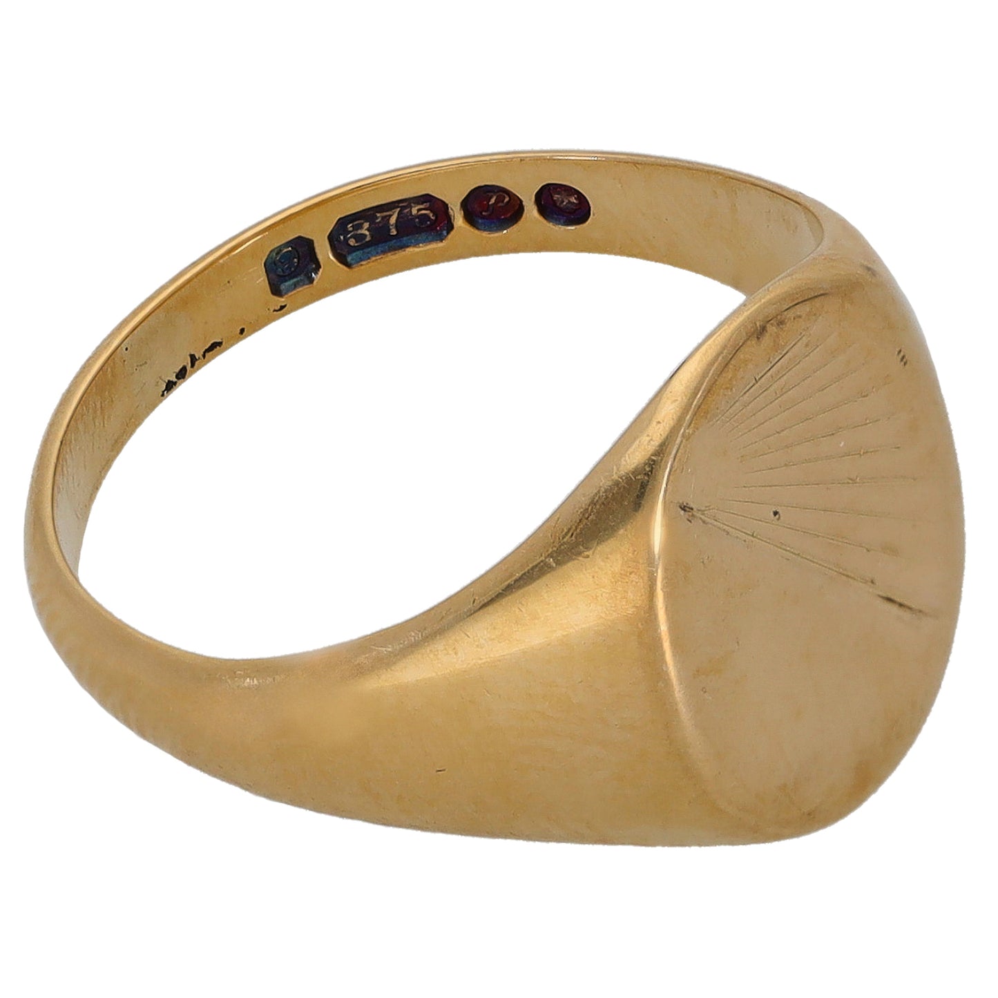 9ct Gold Patterned Signet Ring Size N