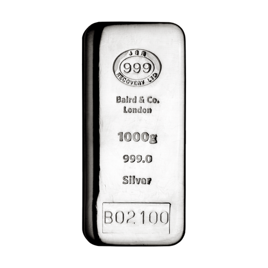 New Baird & Co / JBR Fine Silver 1kg Cast Bar