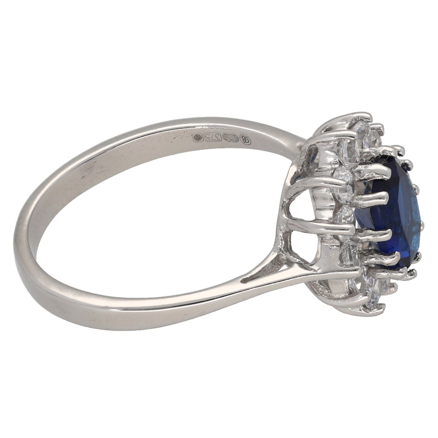 9ct White Gold Imitation Gems Cluster Ring Size O