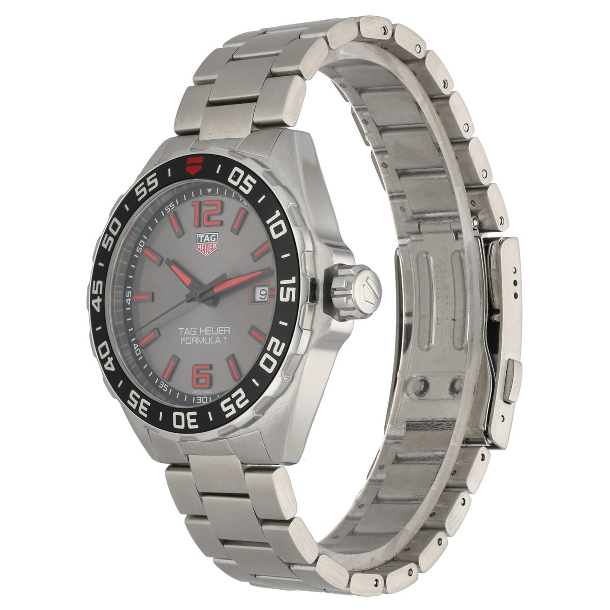 Tag Heuer Formula 1 WAZ1018, 43mm stainless steel case and bracelet, front side angle image