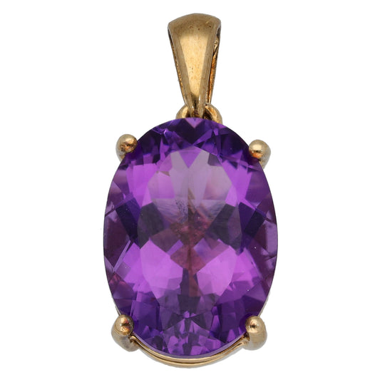 9ct Gold Amethyst Single Stone Pendant