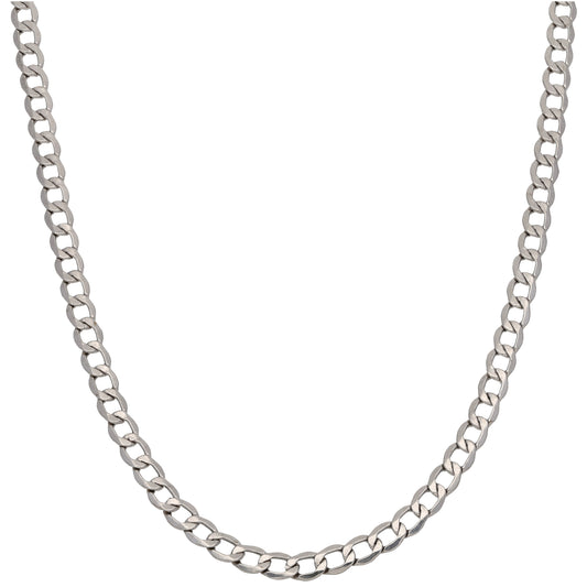 9ct White Gold Curb Chain 18"