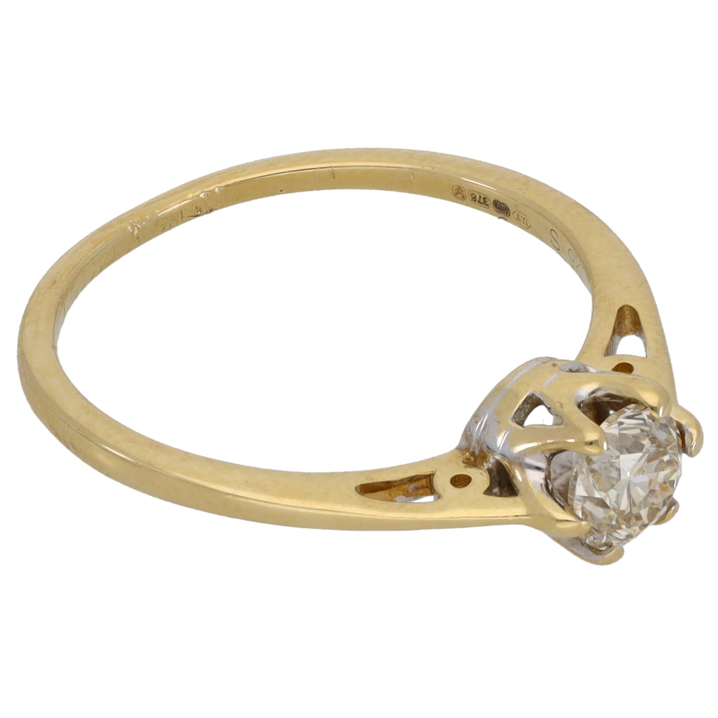 9ct Gold 0.45ct Diamond Solitaire Ring Size M