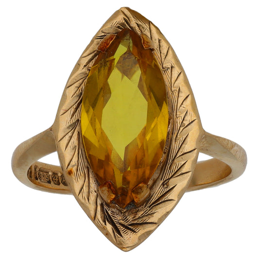 9ct Gold Citrine Single Stone Ring Size M