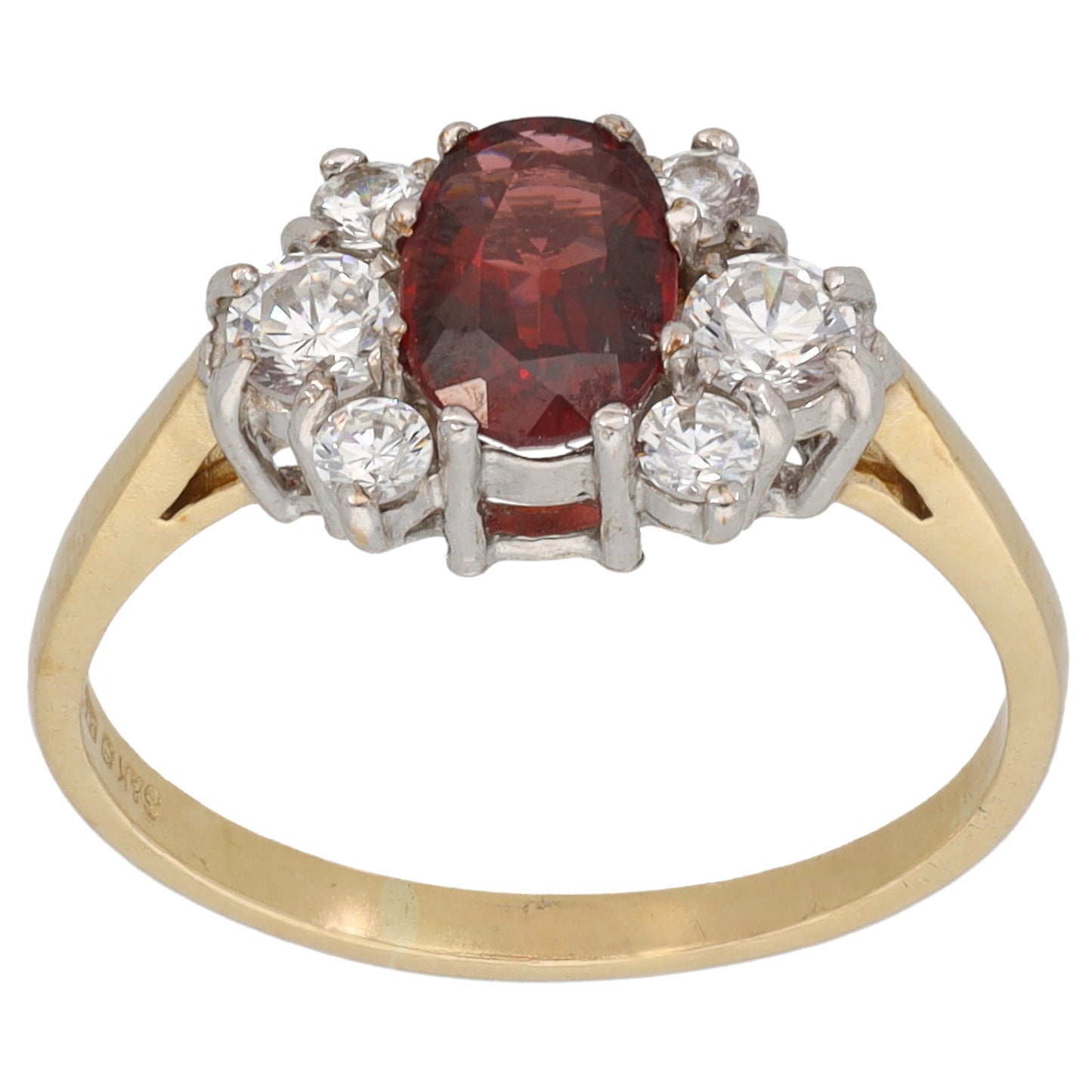 9ct Gold Garnet & Cubic Zirconia Dress/Cocktail Ring Size N