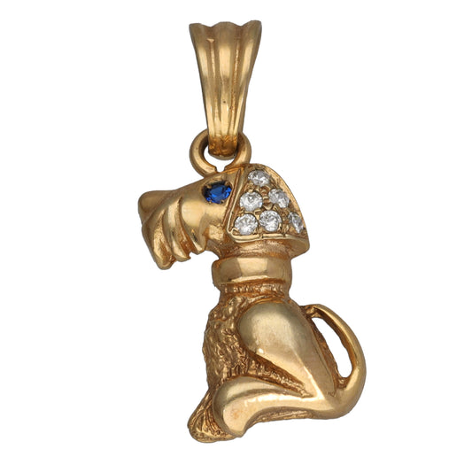 9ct Gold Imitation Gems Dog Pendant